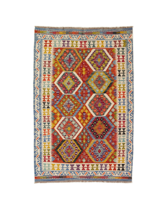 Kelimtæppe - Håndvævet Afghansk gulvtæppe - 185 x 122 cm - novamøbler