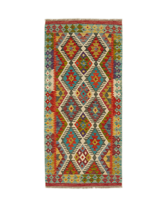 Kelimtæppe - Håndvævet Afghansk gulvtæppe - 193 x 90 cm - novamøbler