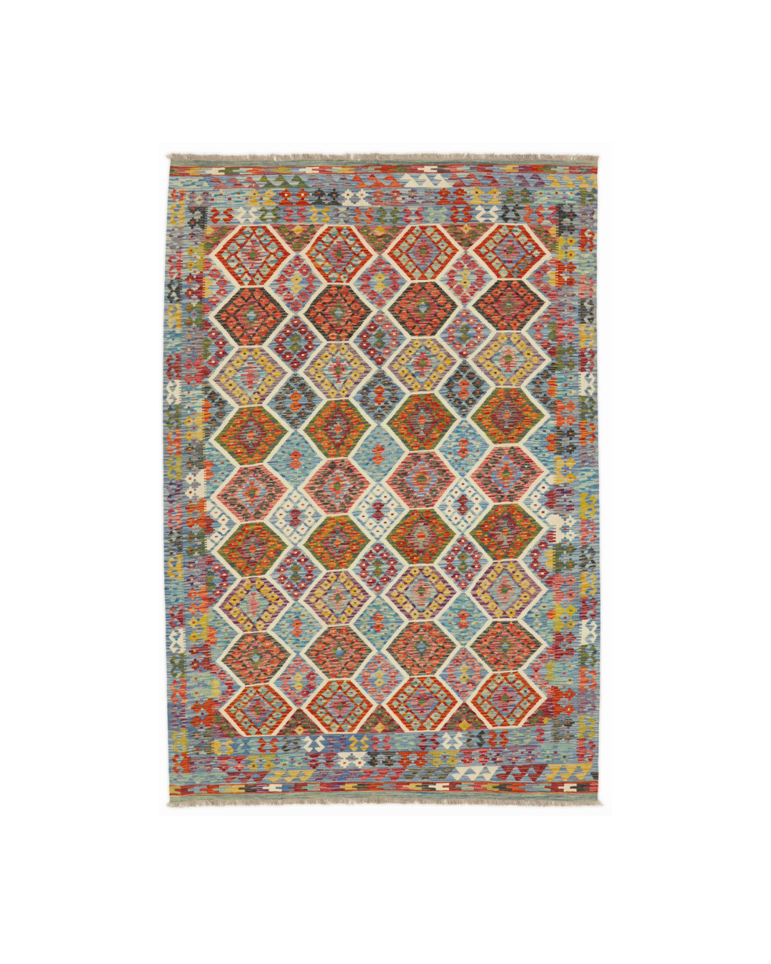 Kelimtæppe - Håndvævet Afghansk gulvtæppe - 302 x 204 cm - novamøbler