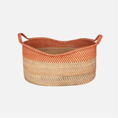 Bamboo basket - Oval two-toned basket in yellow