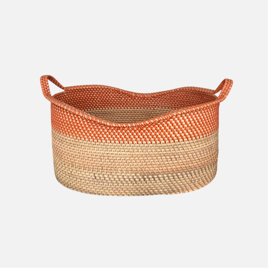 Bamboo basket - Oval two-toned basket in yellow