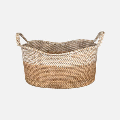 Bamboo basket - Oval two-toned basket in yellow