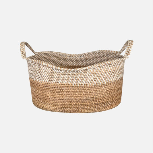 Bamboo basket - Oval two-toned basket in yellow