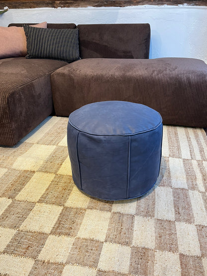 Udstillingsmodel - Læderpuf - Dark Blue kernelæder