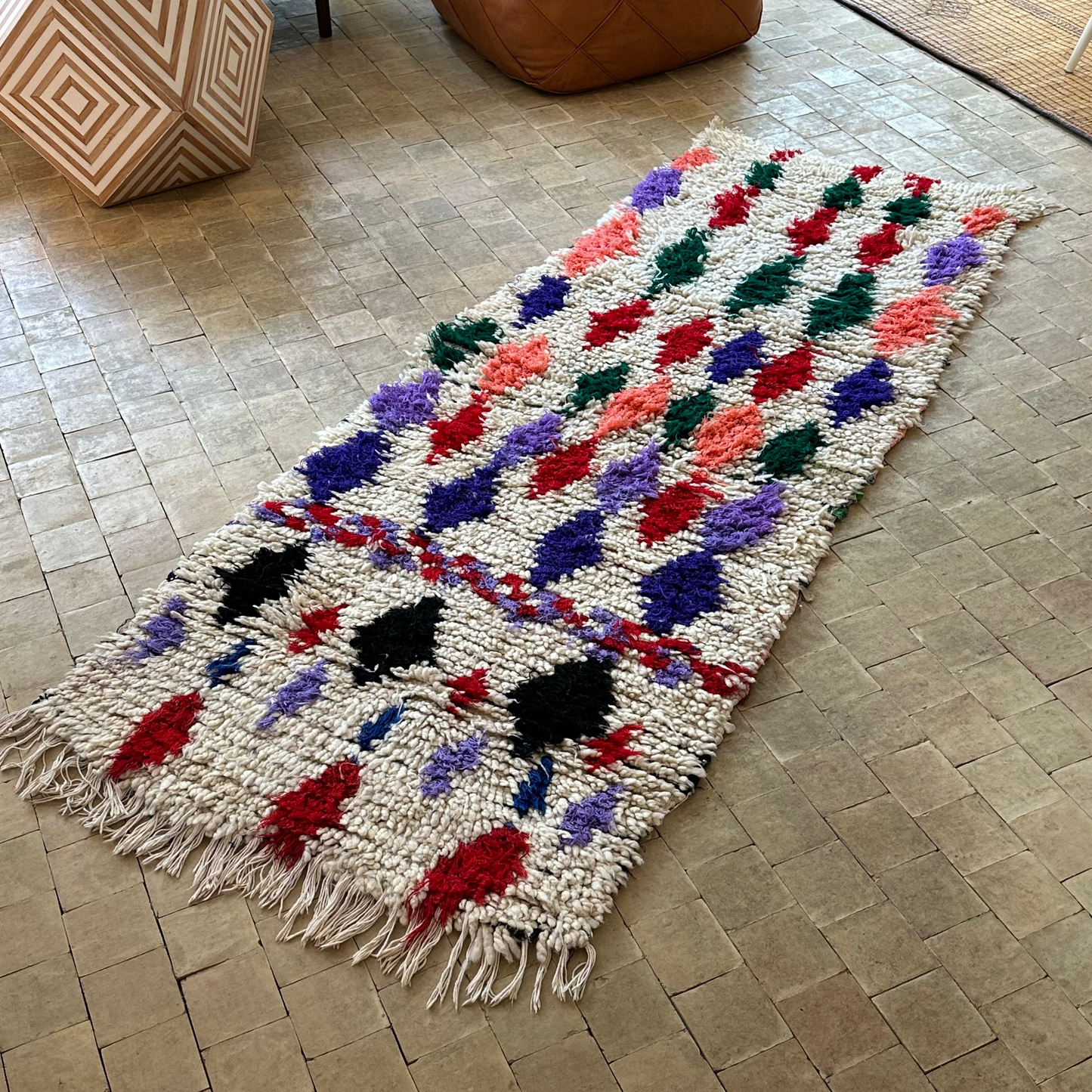 Marokkansk tæppe - Boucheroite - 217 x 89 cm