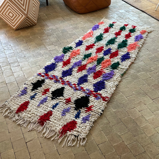 Marokkansk tæppe - Boucheroite - 217 x 89 cm - novamøbler