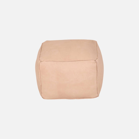 Puf - Firkantet - Naturfarvet kernelæder