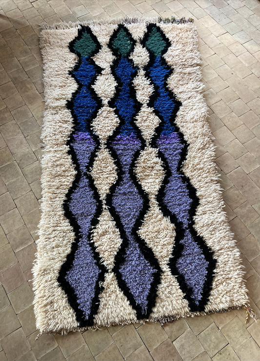 Marokkansk tæppe - Boucheroite - 184 x 94 cm - novamøbler