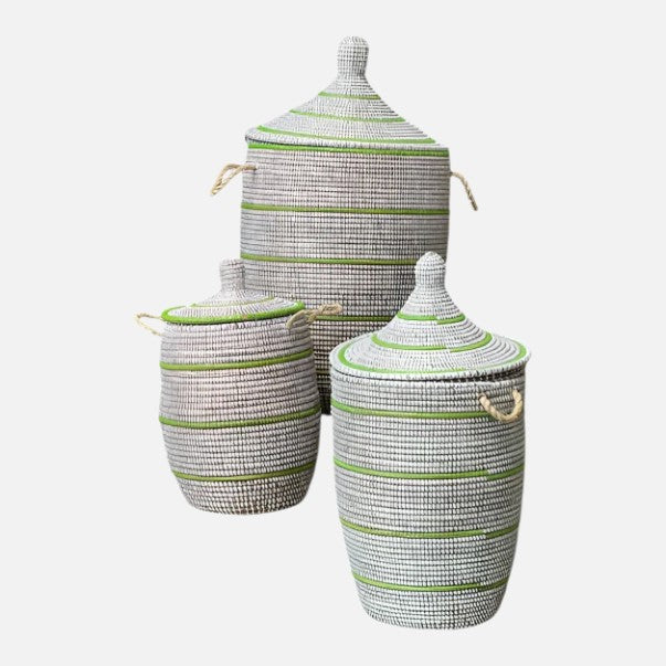 Søgræskurv - Top låg - Grøn og hvid - novamøbler