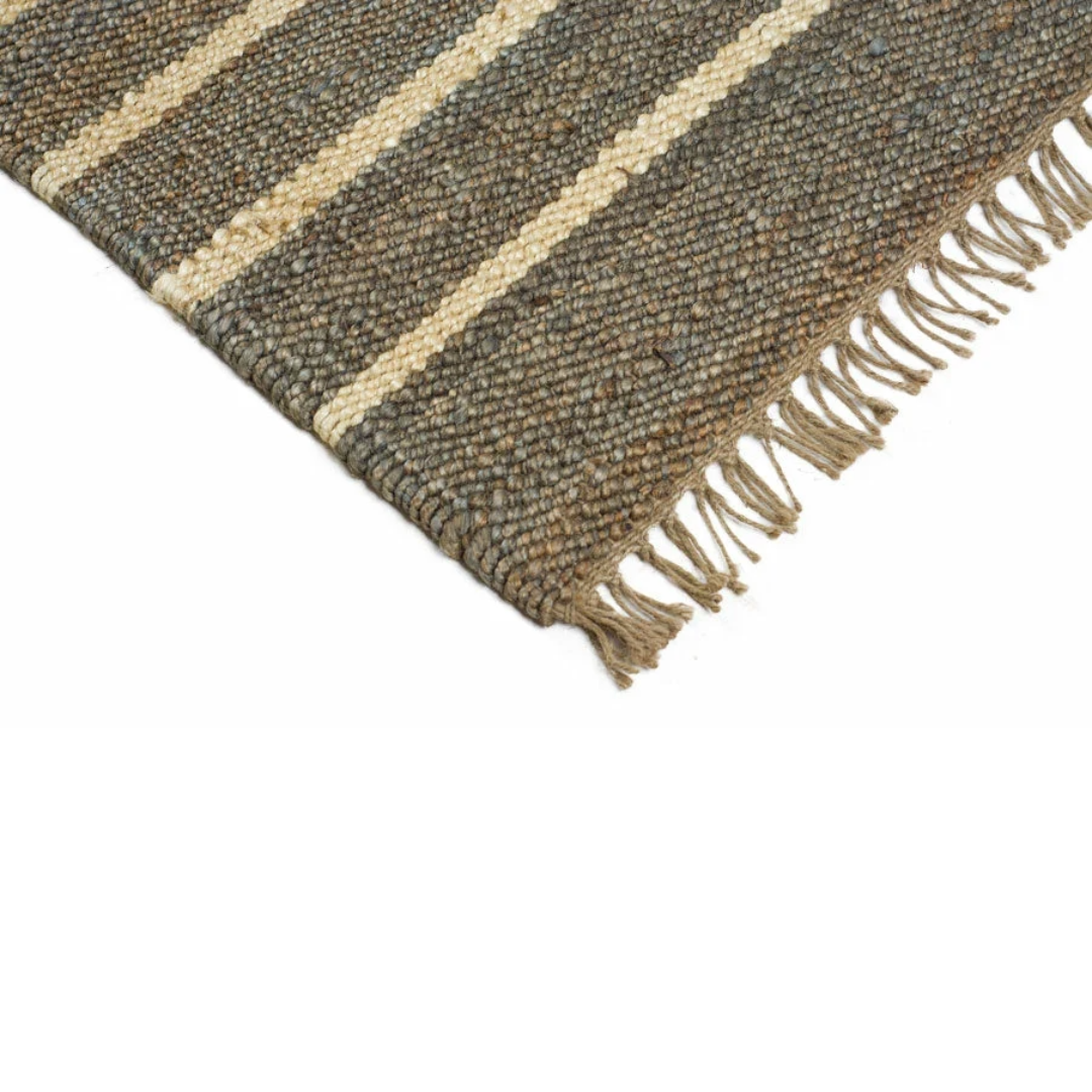 Dørmåtte - Jute - Medium Grey with White Stripes - 45x80 cm - novamøbler
