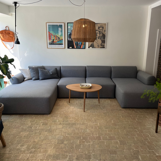 Udstillingsmodel - Tenksom chaiselong sofa - Rund - kombination U2L - soft grey - novamøbler