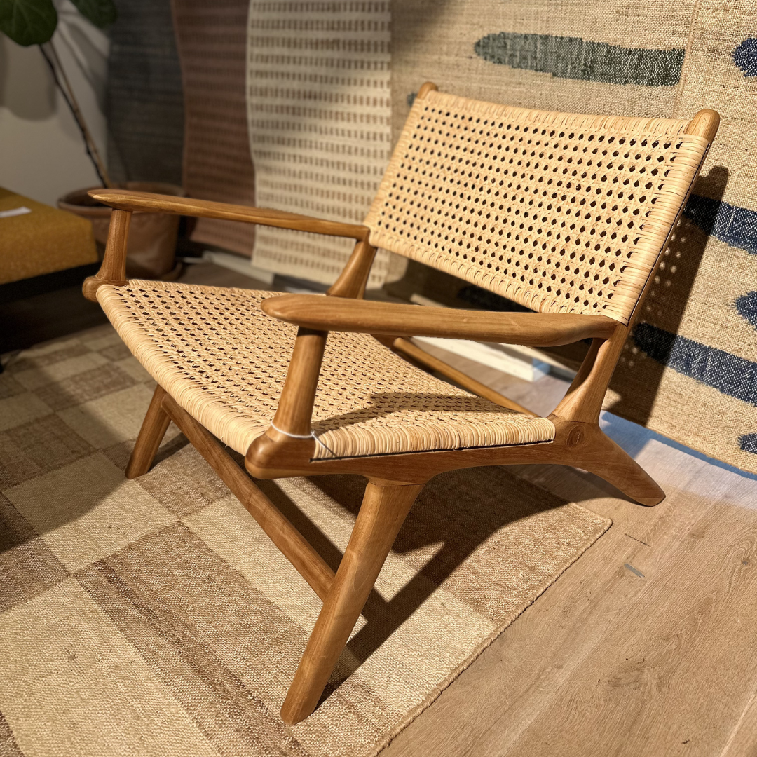 Udstillingsmodel - Lænestol med armlæn - P015 - Teak/rattan - By Sol - novamøbler