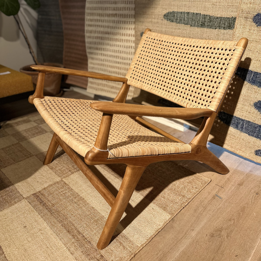 Udstillingsmodel - Lænestol med armlæn - P015 - Teak/rattan - By Sol