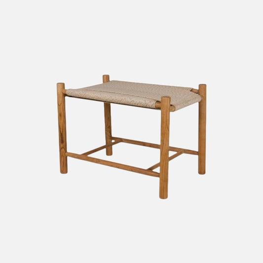 Skammel i massivt teaktræ/papirsflet - S001 - By Sol - novamøbler