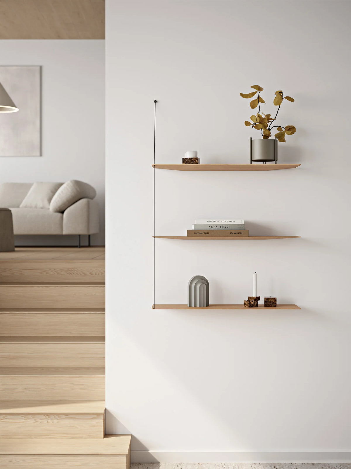 Woud Hyldesystem - Stedge Shelf - Hvidpigmenteret Eg - 3 hylder - novamøbler