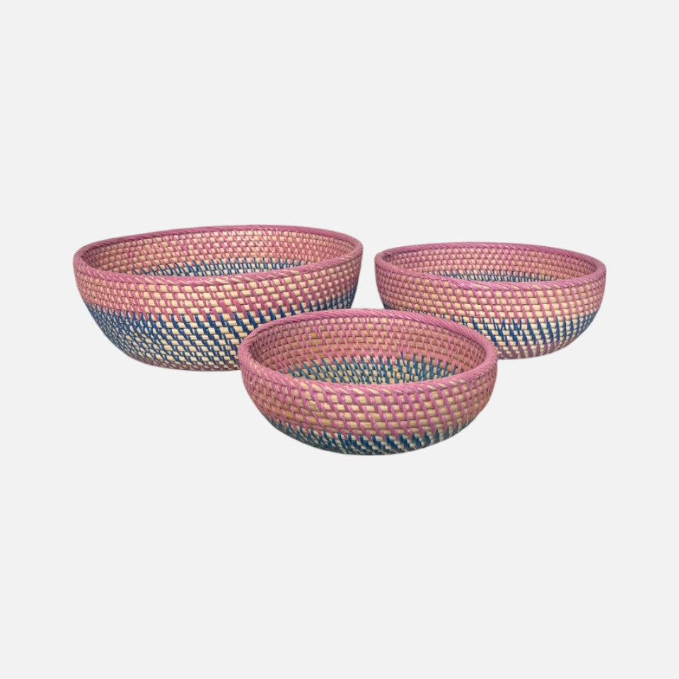 Brødkurv - Bambus - B007 - Lyserød/blå - novamøbler