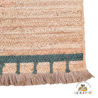 Jute tæppe - Natural with Olive Green Stripes - 72x110 cm - novamøbler