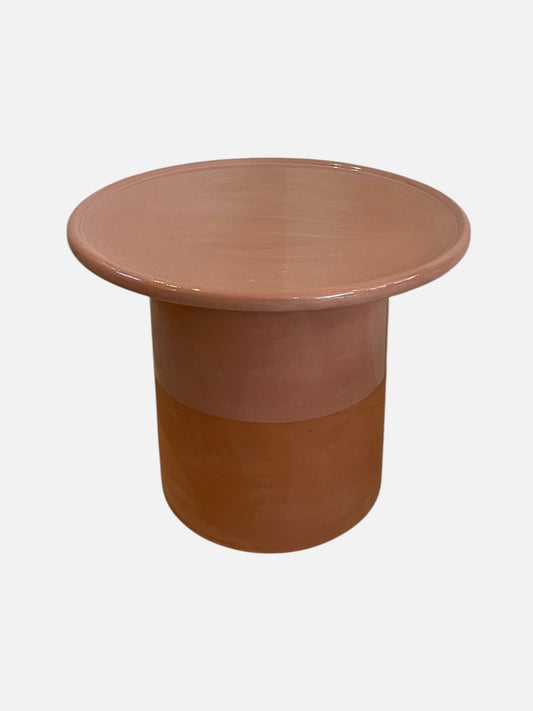 Sofabord/sidebord/sengebord - Lyserødt glaseret keramikbord - Ø40 - novamøbler