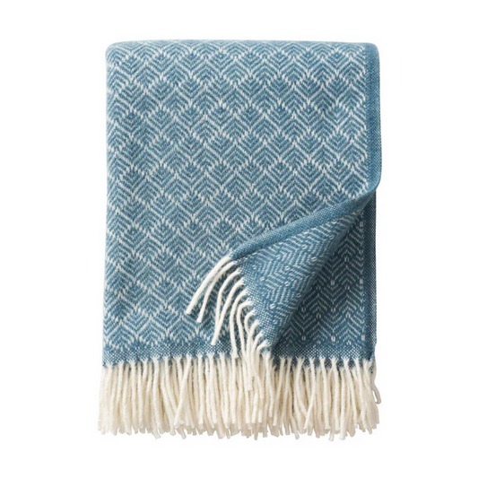 Klippan Uldplaid - 100% Økologisk Lammeuld - Pampas/Blue - novamøbler