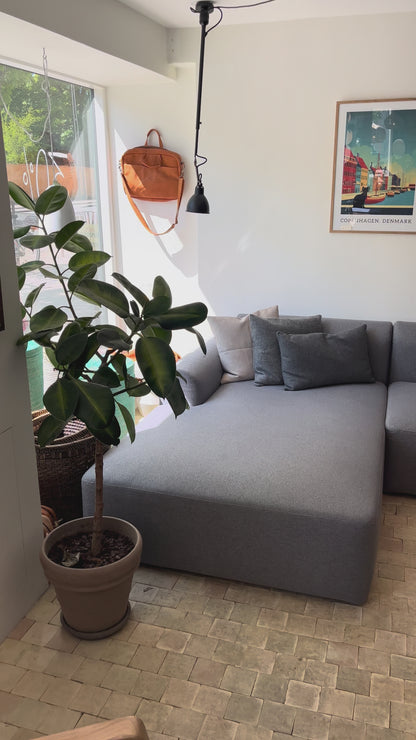 Udstillingsmodel - Tenksom chaiselong sofa - Rund - kombination U2L - soft grey