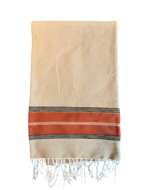 Sengetæppe - Bomuld - Beige/Orange - novamøbler