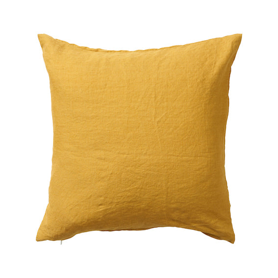 Pude - 100 % hør - Mustard - 50x50 cm. - novamøbler