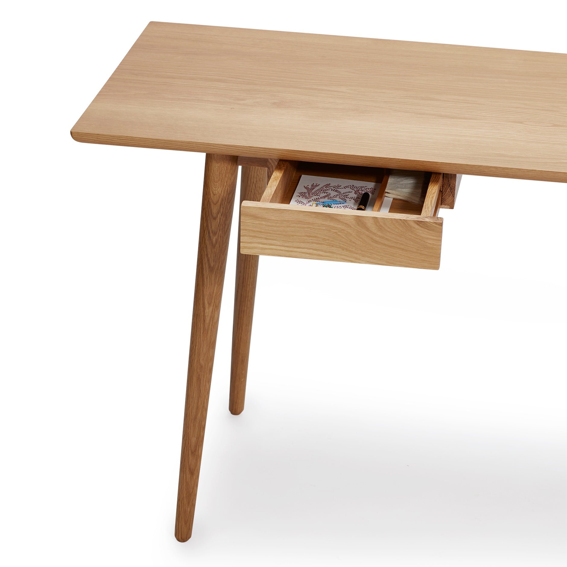 Skrivebord med enkel skuffe - C007 - Egetræ - novamøbler