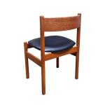Vintage, stol, spisebordsstol, teak, træ, teaktræ, læder, betræk, sort