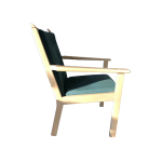 Vintage, Hans Wegner, GE284, lænestol, stol, træ, eg, egetræ, stof, betræk, grøn