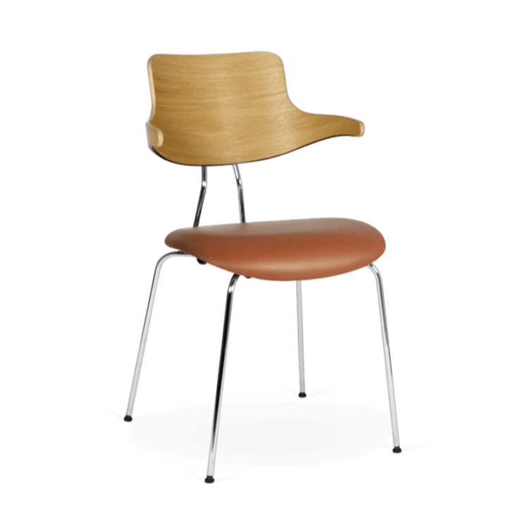 Spisebordsstol - VL118 - Olieret Egetræ & Cognacfarvet Læder - novamøbler