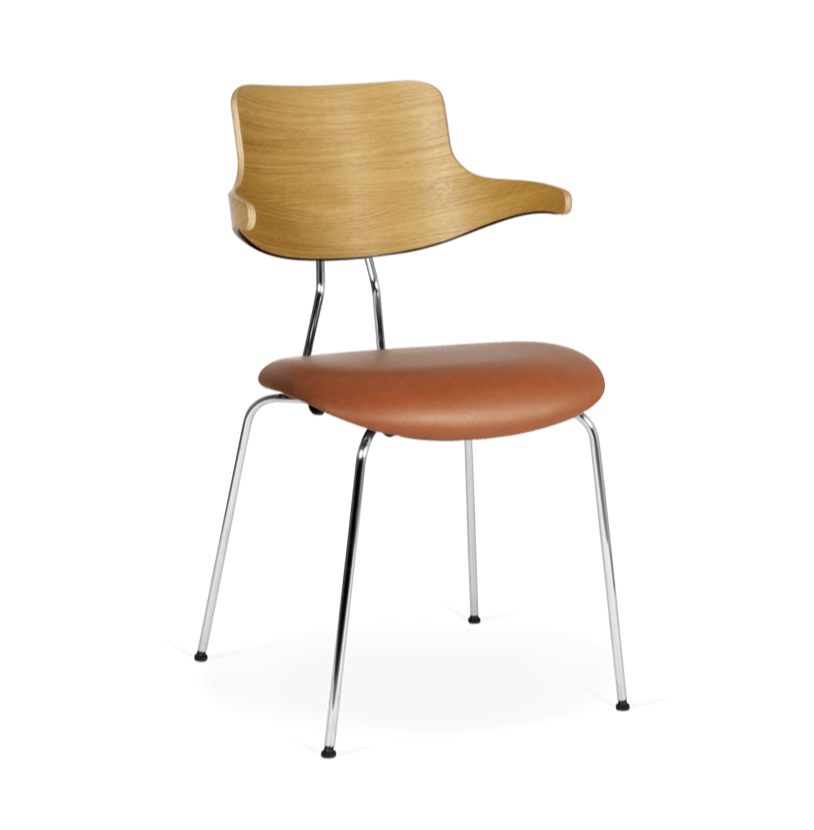 Spisebordsstol - VL118 - Olieret Egetræ & Cognacfarvet Læder - novamøbler