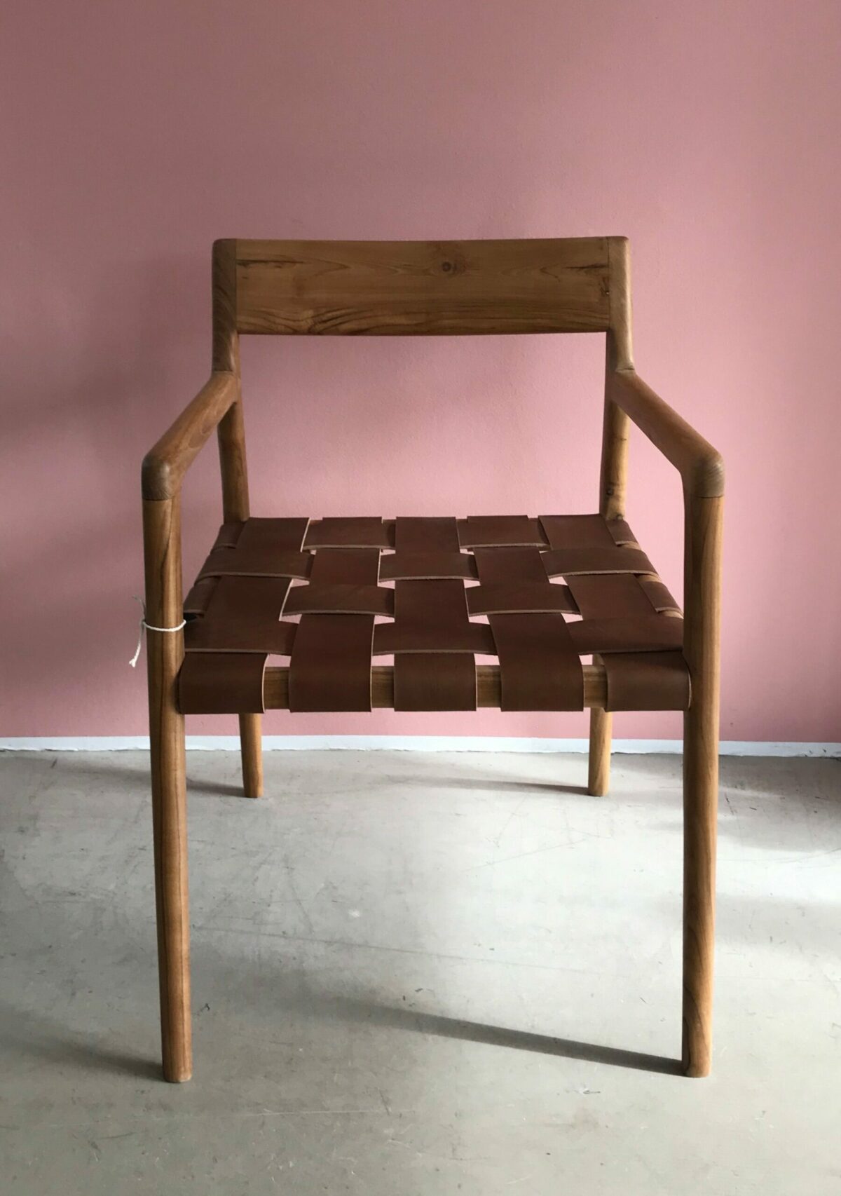 Spisebordsstol - teaktræ & læderflet - novamøbler