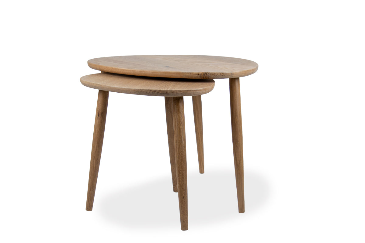 Sofaborde - indskudsbordsæt - egetræ - novamøbler